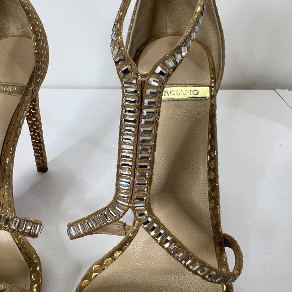 Marciano Stiletto Heels Metallic Gold Crystal Embellishments Size 9M - Picture 4 of 9